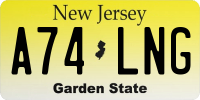 NJ license plate A74LNG