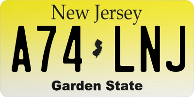 NJ license plate A74LNJ