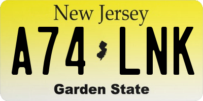 NJ license plate A74LNK