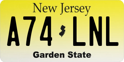NJ license plate A74LNL