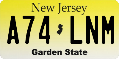 NJ license plate A74LNM