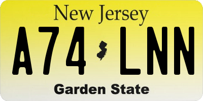 NJ license plate A74LNN