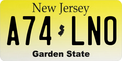 NJ license plate A74LNO