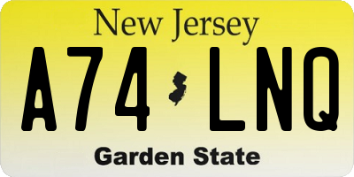 NJ license plate A74LNQ