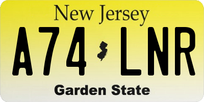 NJ license plate A74LNR