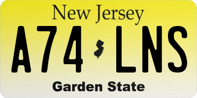 NJ license plate A74LNS