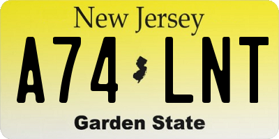 NJ license plate A74LNT