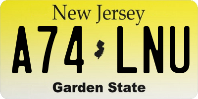 NJ license plate A74LNU