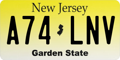 NJ license plate A74LNV