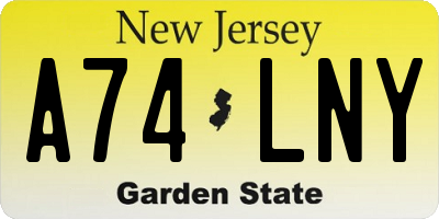 NJ license plate A74LNY