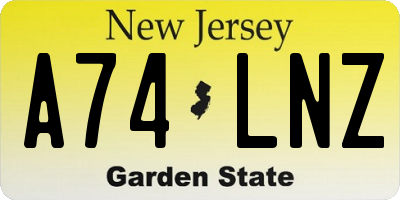 NJ license plate A74LNZ