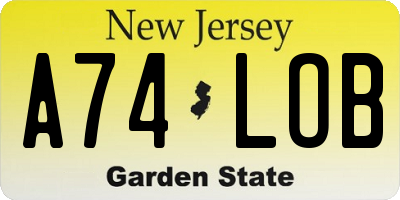 NJ license plate A74LOB