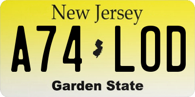 NJ license plate A74LOD
