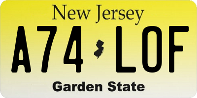 NJ license plate A74LOF