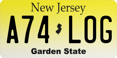 NJ license plate A74LOG
