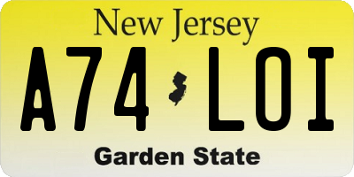 NJ license plate A74LOI