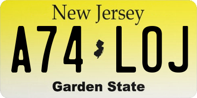 NJ license plate A74LOJ