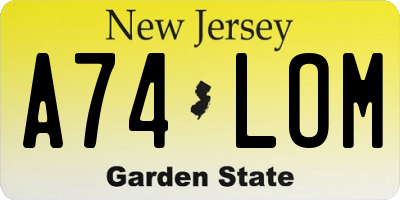 NJ license plate A74LOM