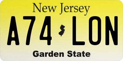 NJ license plate A74LON