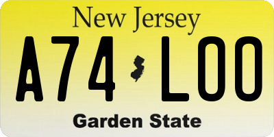 NJ license plate A74LOO