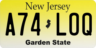 NJ license plate A74LOQ