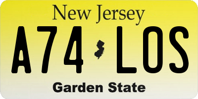 NJ license plate A74LOS