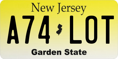 NJ license plate A74LOT