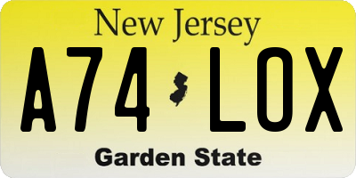 NJ license plate A74LOX