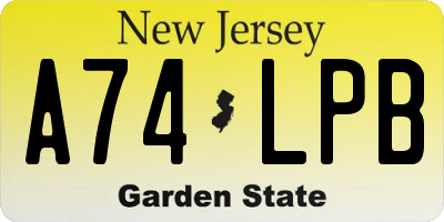 NJ license plate A74LPB