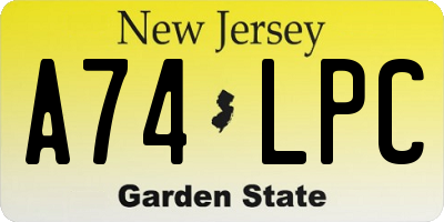 NJ license plate A74LPC