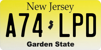NJ license plate A74LPD