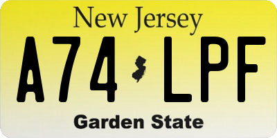 NJ license plate A74LPF