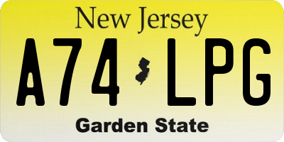 NJ license plate A74LPG