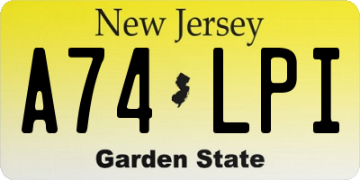 NJ license plate A74LPI