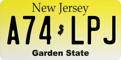 NJ license plate A74LPJ