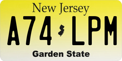 NJ license plate A74LPM