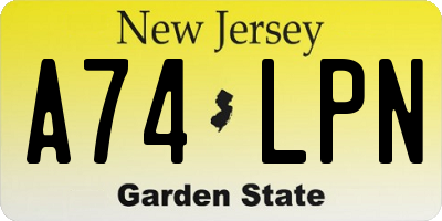 NJ license plate A74LPN