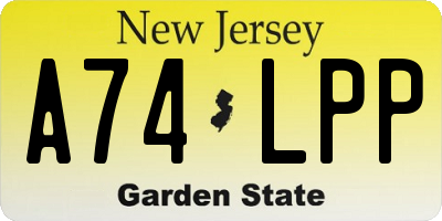 NJ license plate A74LPP