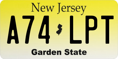 NJ license plate A74LPT