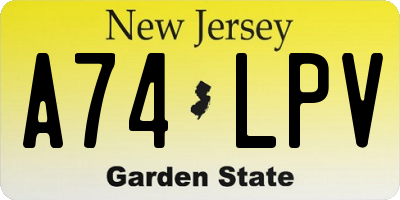 NJ license plate A74LPV