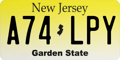 NJ license plate A74LPY