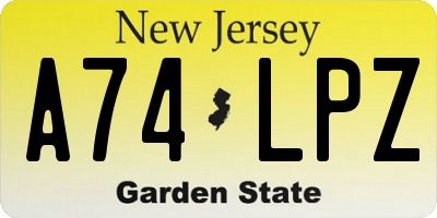 NJ license plate A74LPZ