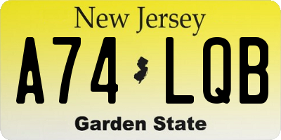 NJ license plate A74LQB