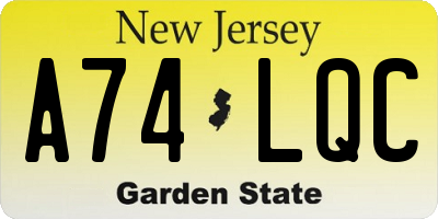NJ license plate A74LQC