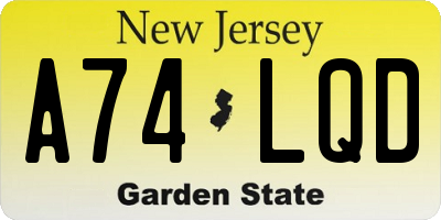 NJ license plate A74LQD