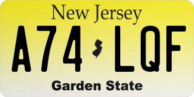 NJ license plate A74LQF