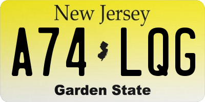 NJ license plate A74LQG