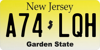 NJ license plate A74LQH