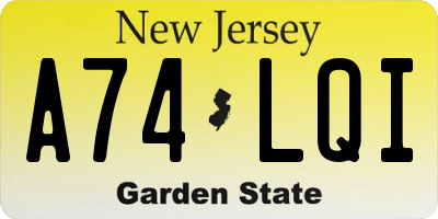 NJ license plate A74LQI