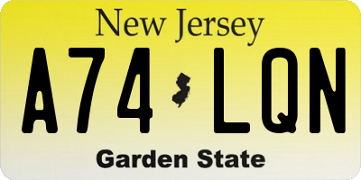NJ license plate A74LQN
